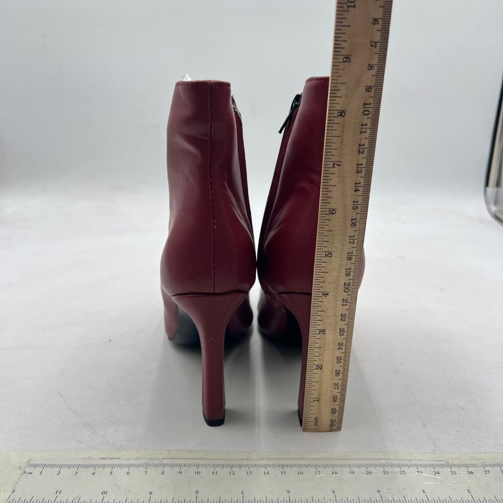 Wine Basic Closed Toe Ankle Boots Block High Heel… - image 4